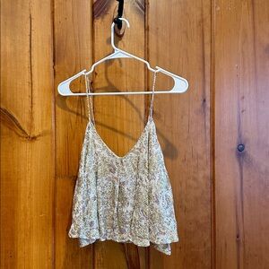 MANGO NWT Women’s Metallic Floral Crop Top Size L